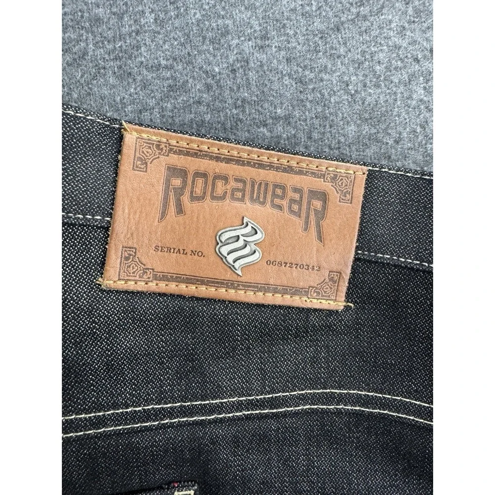 Vintage Rocawear Jeans Mens 38x34 Baggy Carpenter Deep‎ Black Hip Hop Skater Y2k